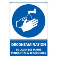 Signalétique adhésif mur - Décontamination se désinfecter les mains